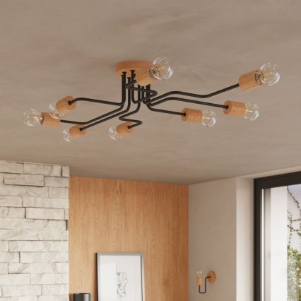 Nástěnná lampa TIMBO 1xE27/15W/230V černá/béžová/buk