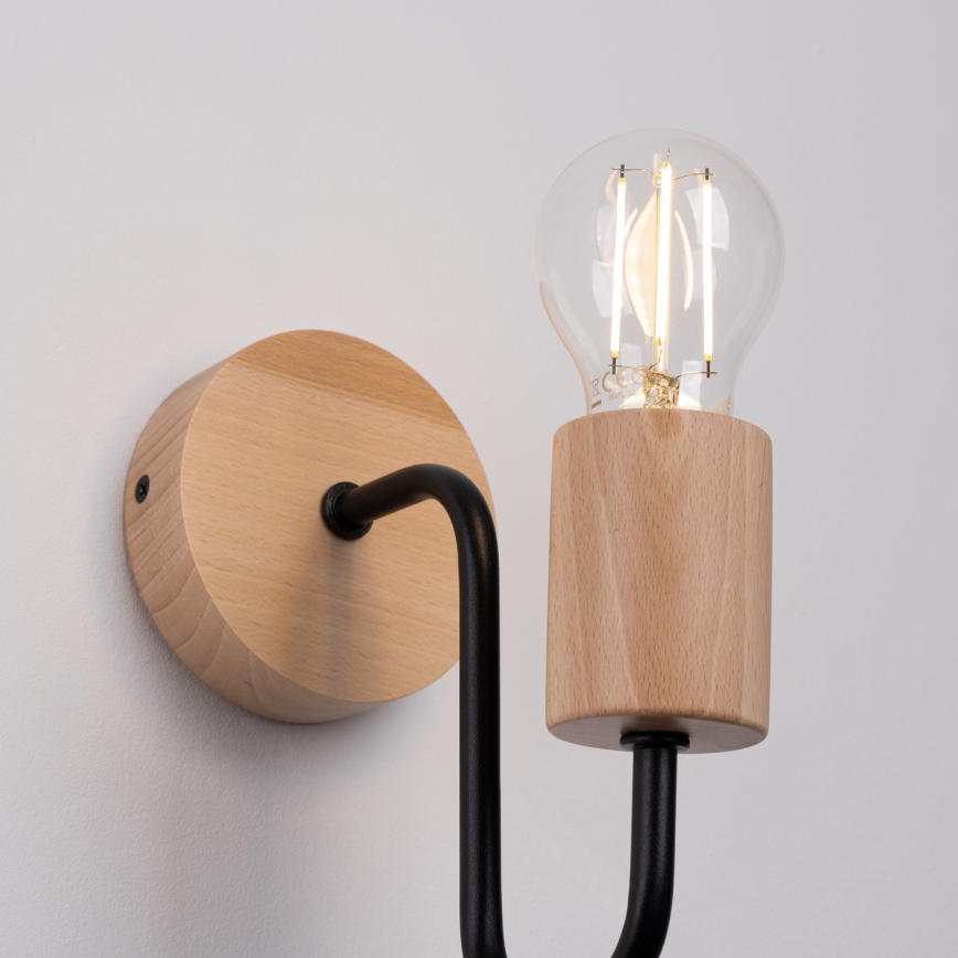Nástěnná lampa TIMBO 1xE27/15W/230V černá/béžová/buk