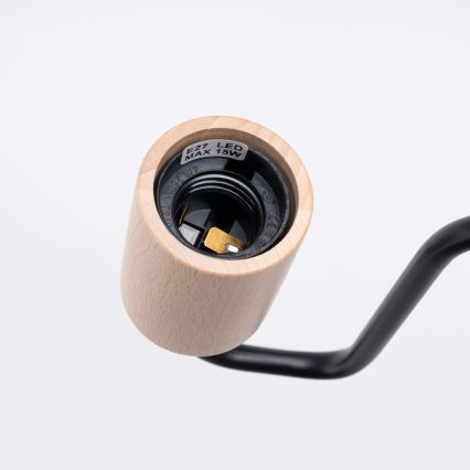 Nástěnná lampa TIMBO 1xE27/15W/230V černá/béžová/buk