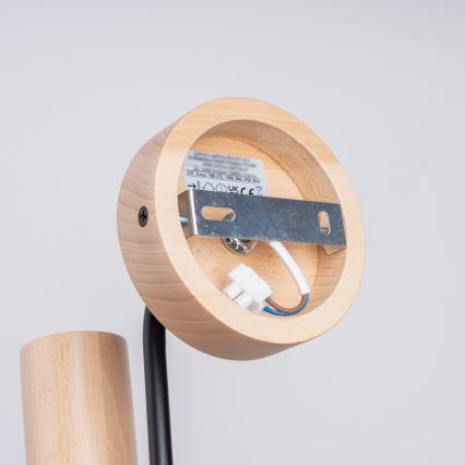 Nástěnná lampa TIMBO 1xE27/15W/230V černá/béžová/buk