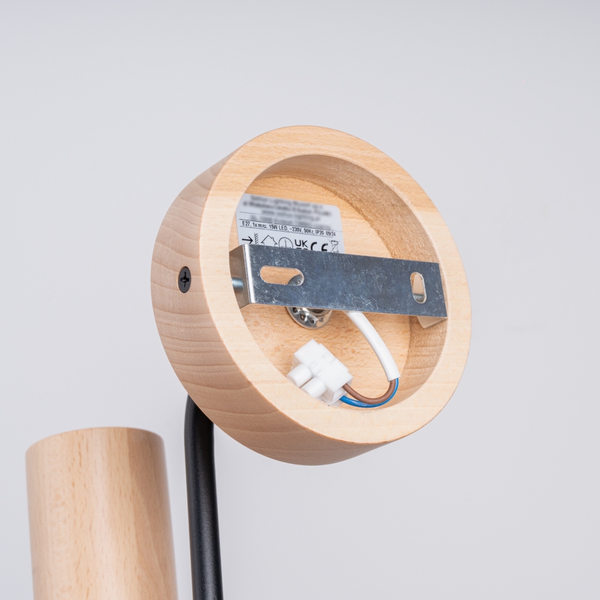 Nástěnná lampa TIMBO 1xE27/15W/230V černá/béžová/buk