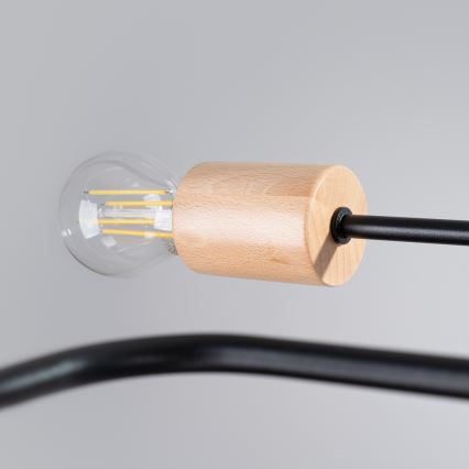 Přisazený lustr TIMBO 4xE27/15W/230V černá/béžová/buk