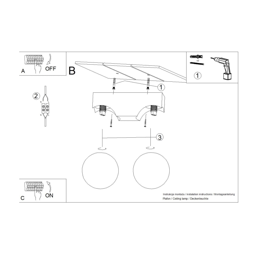 Stropní svítidlo BULBO 2xG9/8W/230V buk/bílá