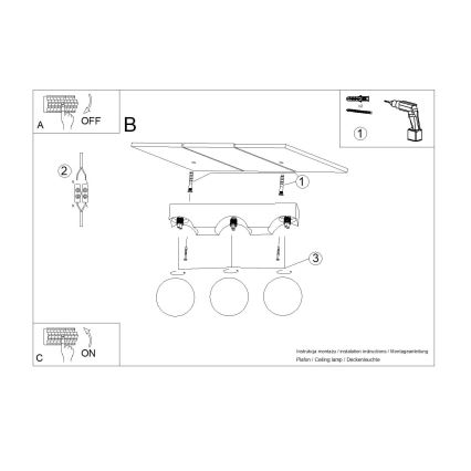 Stropní svítidlo BULBO 3xG9/8W/230V buk/bílá