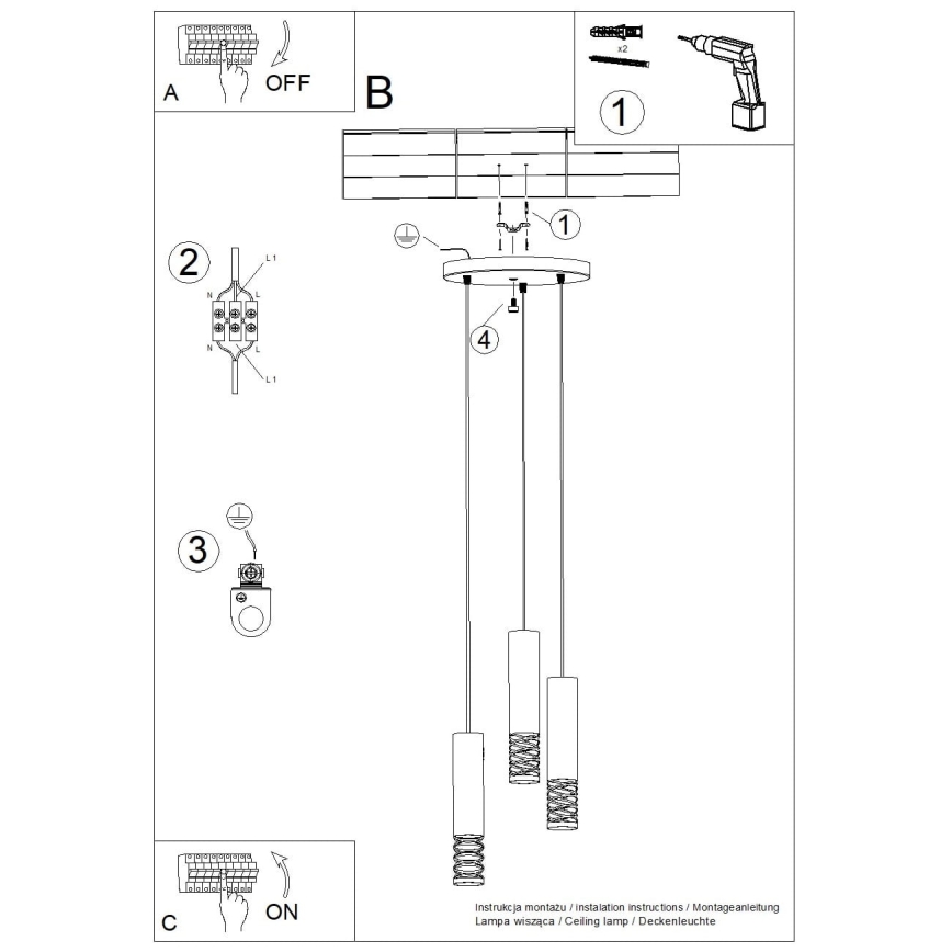 Lustr na lanku LAMI 3xGU10/10W/230V bílá