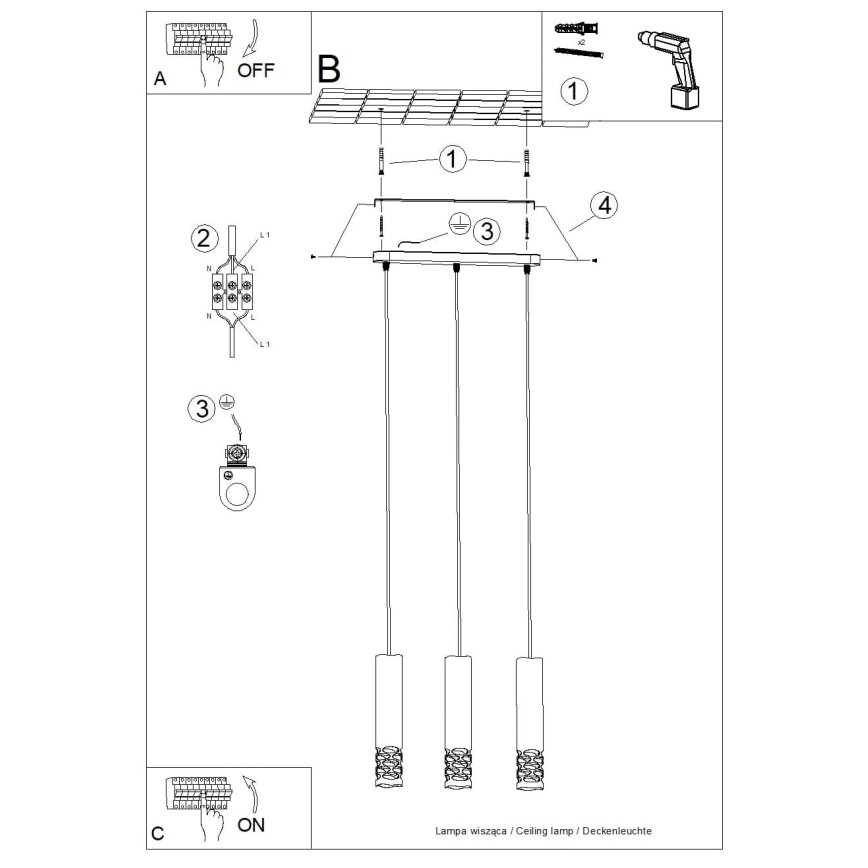Lustr na lanku LIRO 3xGU10/10W/230V bílá