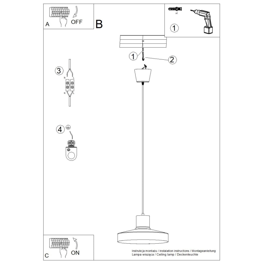 Lustr na lanku BILO 1xE27/15W/230V pr. 35 cm bílá