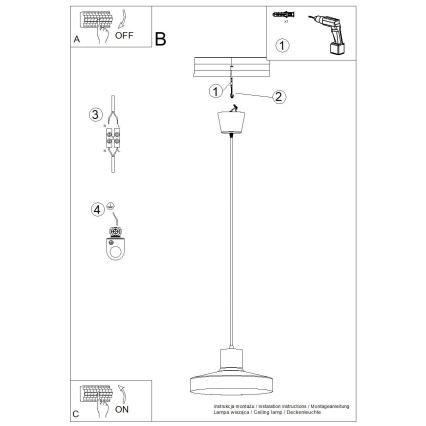 Lustr na lanku BILO 1xE27/15W/230V pr. 35 cm krémová