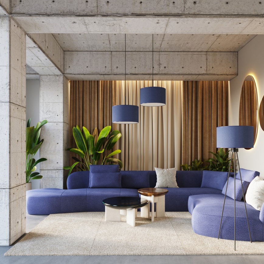 Lustr na lanku NEVIA 1xE27/15W/230V pr. 40 cm modrá