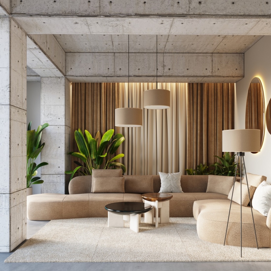 Stojací lampa NEVIA 1xE27/15W/230V taupe