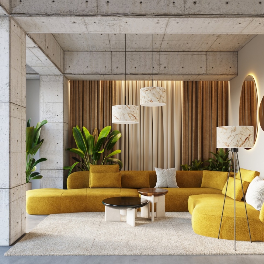 Stojací lampa NEVIA 1xE27/15W/230V béžová/dekor mramoru