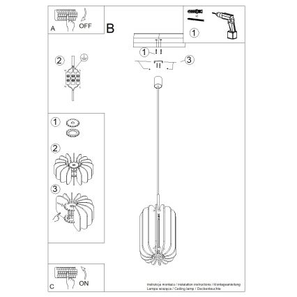 Lustr na lanku MULA 1xE27/15W/230V pr. 27 cm krémová
