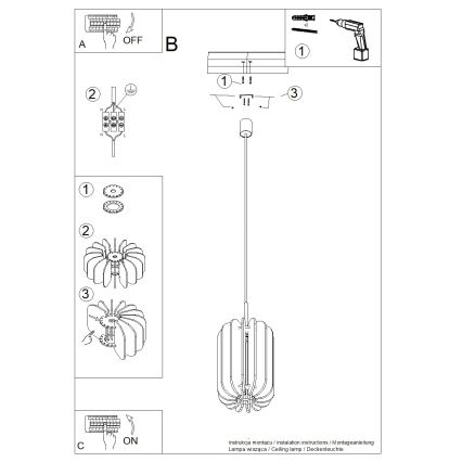 Lustr na lanku MULA 1xE27/15W/230V pr. 27 cm žlutá