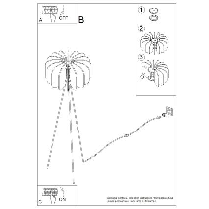 Stojací lampa MULA 1xE27/15W/230V žlutá