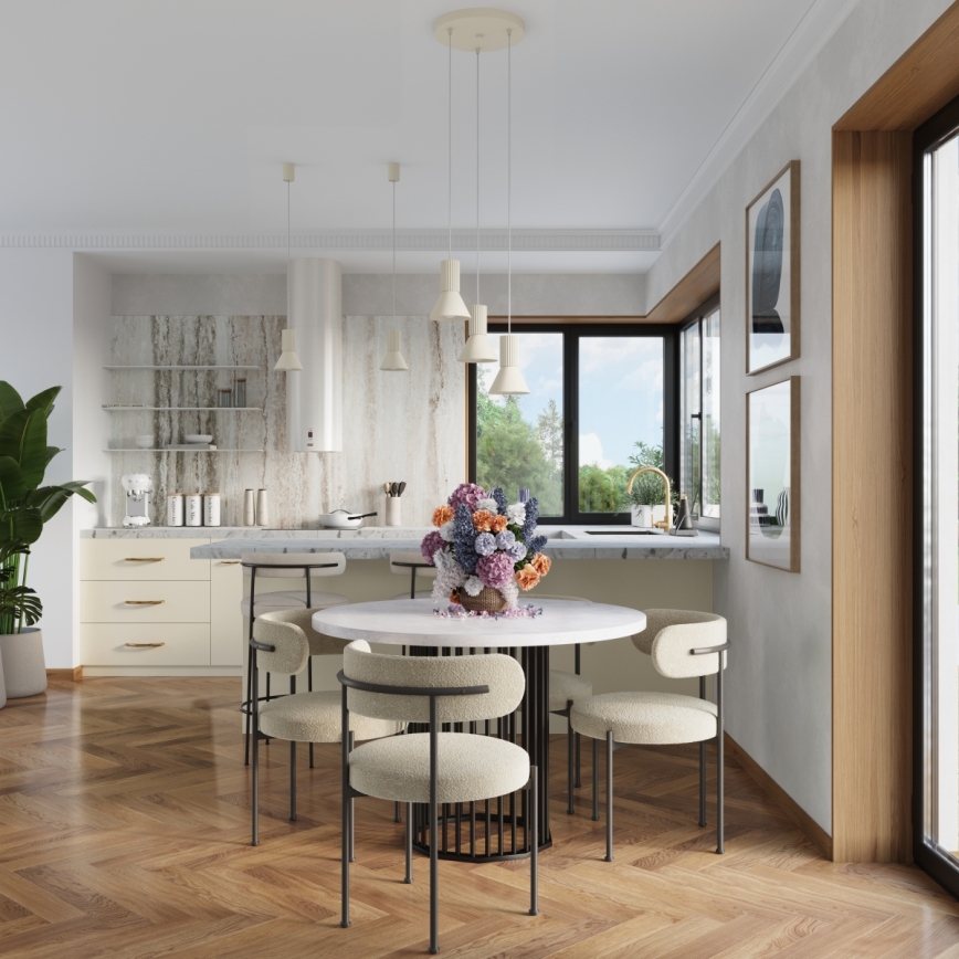 Lustr na lanku ESTRIA 1xE14/10W/230V pr. 14 cm krémová