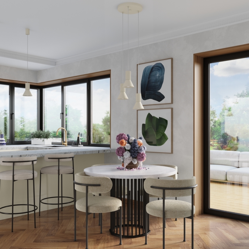 Lustr na lanku ESTRIA 3xE14/10W/230V pr. 30 cm krémová