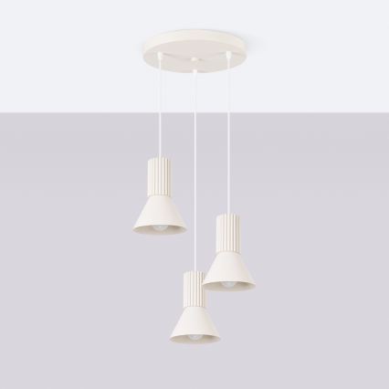 Lustr na lanku ESTRIA 3xE14/10W/230V pr. 30 cm krémová