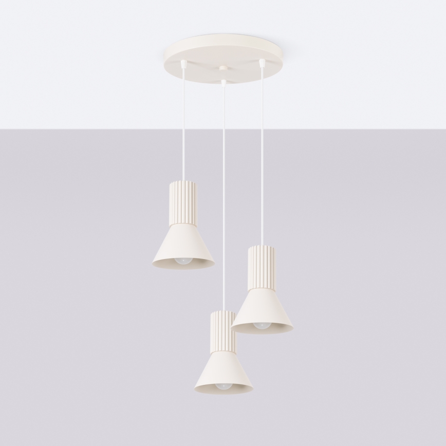 Lustr na lanku ESTRIA 3xE14/10W/230V pr. 30 cm krémová