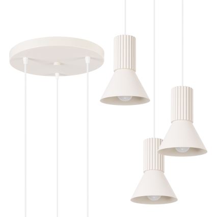 Lustr na lanku ESTRIA 3xE14/10W/230V pr. 30 cm krémová
