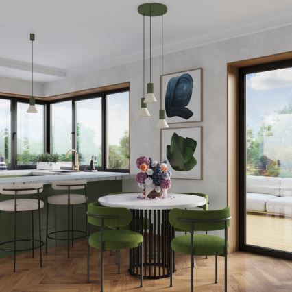 Lustr na lanku ESTRIA 1xE14/10W/230V pr. 14 cm zelená