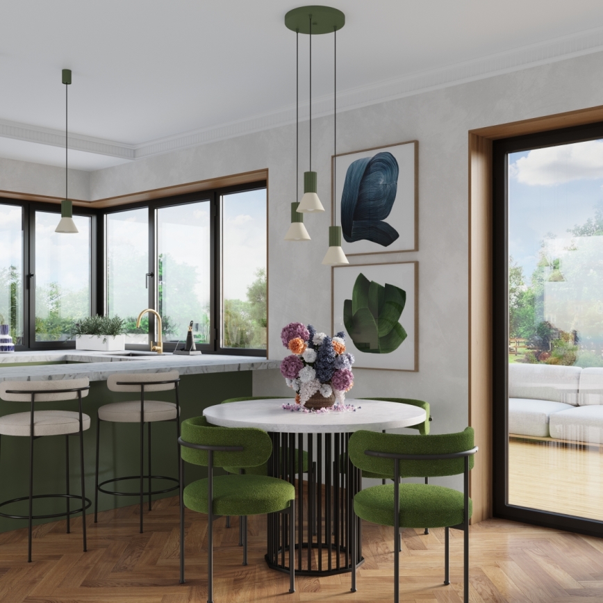 Lustr na lanku ESTRIA 3xE14/10W/230V pr. 30 cm zelená