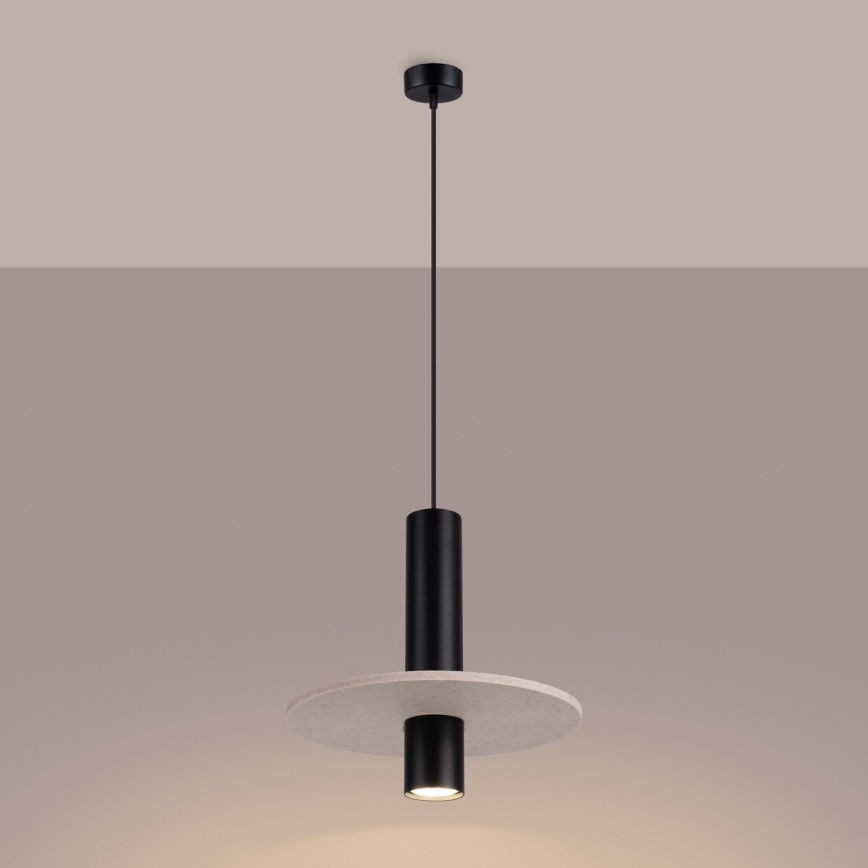 Lustr na lanku PELTA 1xGU10/10W/230V černá/krémová