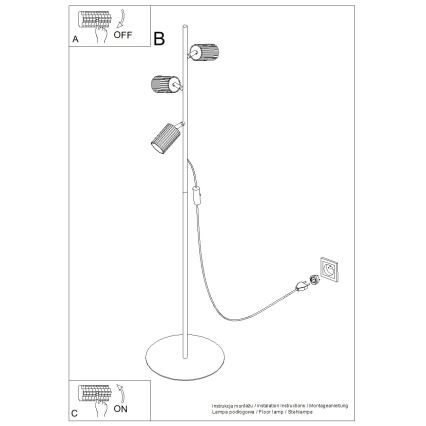 Stojací lampa KARBON 3xGU10/10W/230V černá