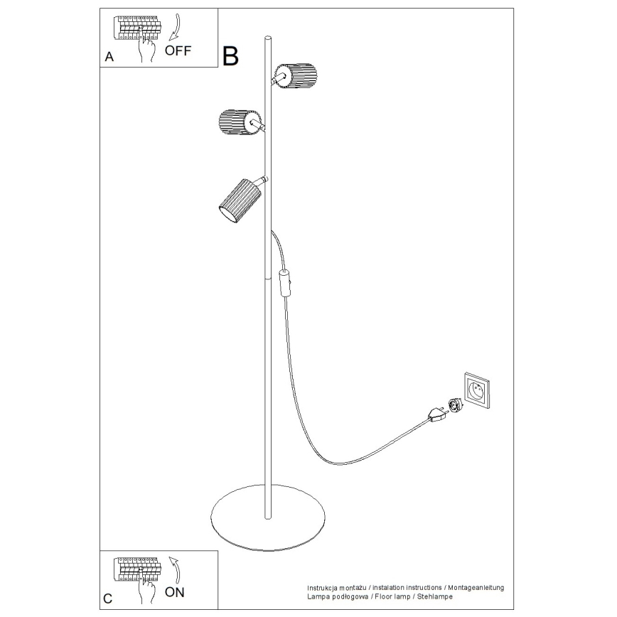 Stojací lampa KARBON 3xGU10/10W/230V černá
