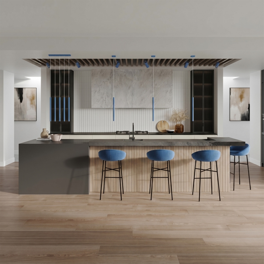 Lustr na lanku PASTELO 1xG9/8W/230V modrá