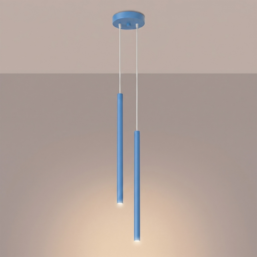 Lustr na lanku PASTELO 2xG9/8W/230V modrá