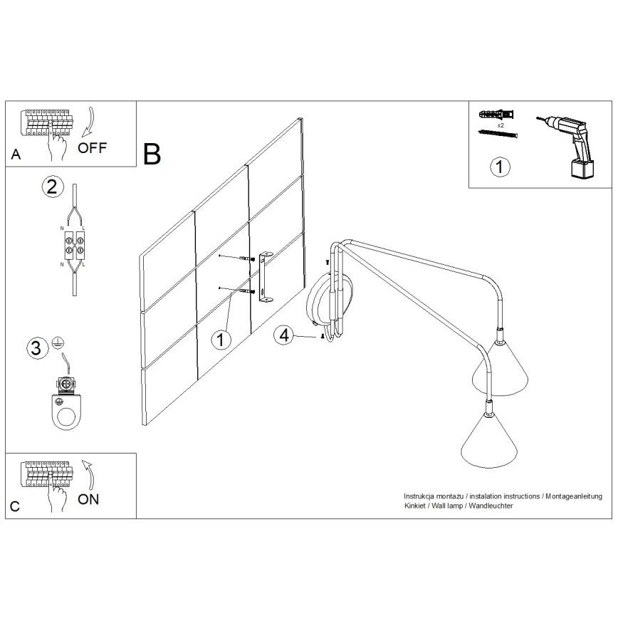 Nástěnná lampa NOX 2xE14/10W/230V krémová
