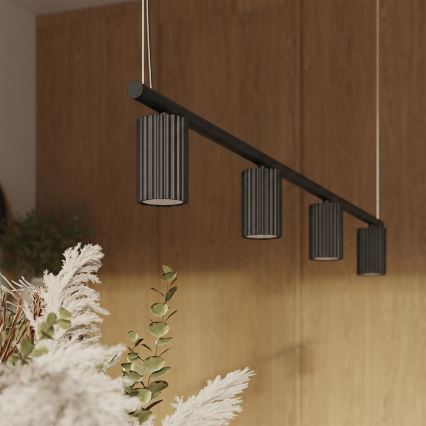 Lustr na lanku KARBON 4xGU10/10W/230V černá