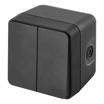 Spínač domovní 2-tlačítkový střídavý č. 6+6 IP55 antracit