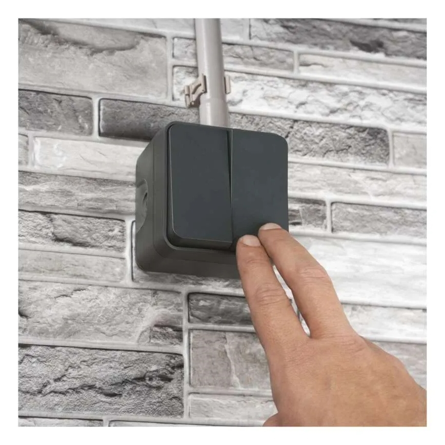 Spínač domovní 2-tlačítkový střídavý č. 6+6 IP55 antracit