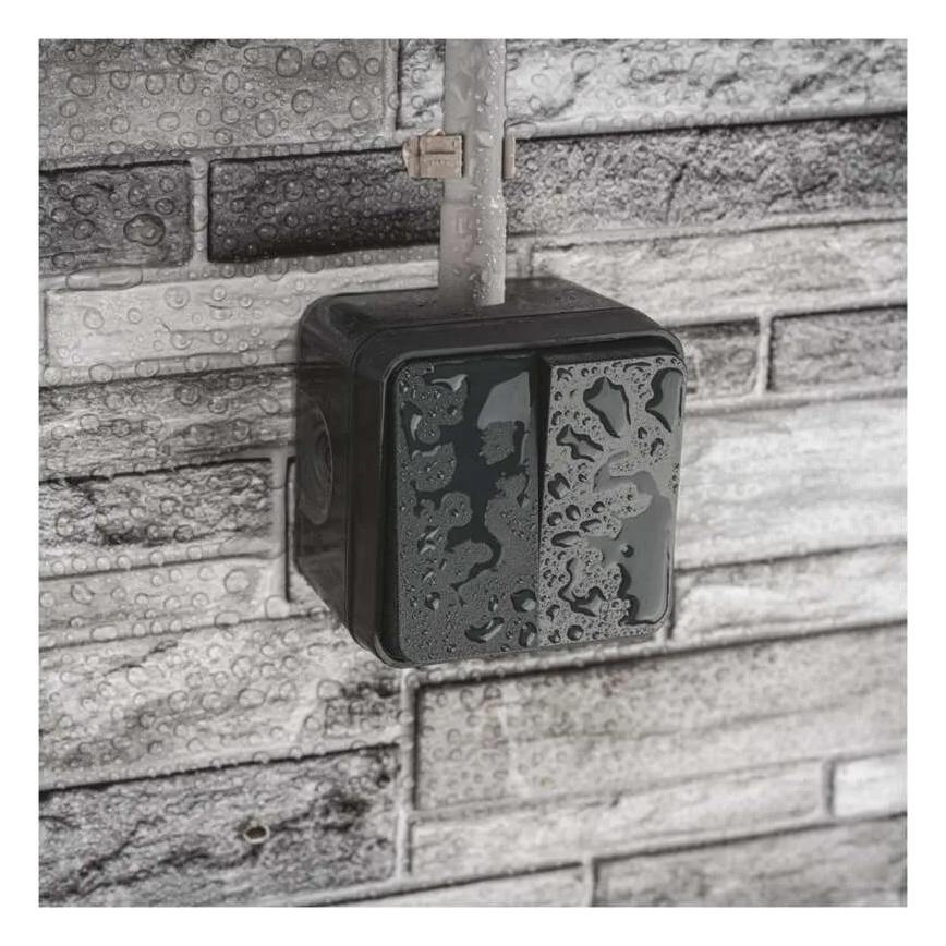 Spínač domovní 2-tlačítkový střídavý č. 6+6 IP55 antracit