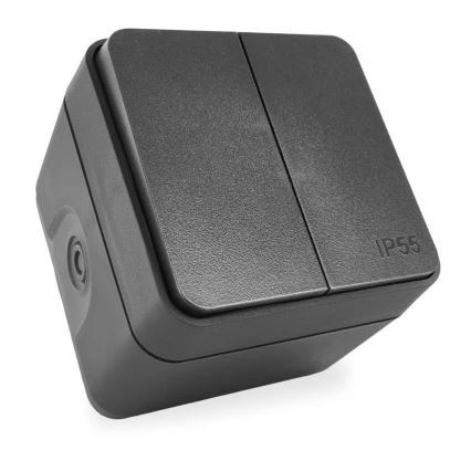 Spínač domovní 2-tlačítkový střídavý č. 6+6 IP55 antracit