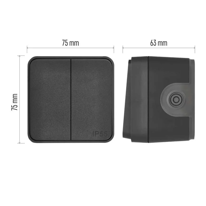 Spínač domovní 2-tlačítkový střídavý č. 6+6 IP55 antracit