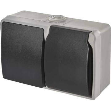 Spínač domovní střídavý č. 6 se zásuvkou 250V/16A IP44 šedá