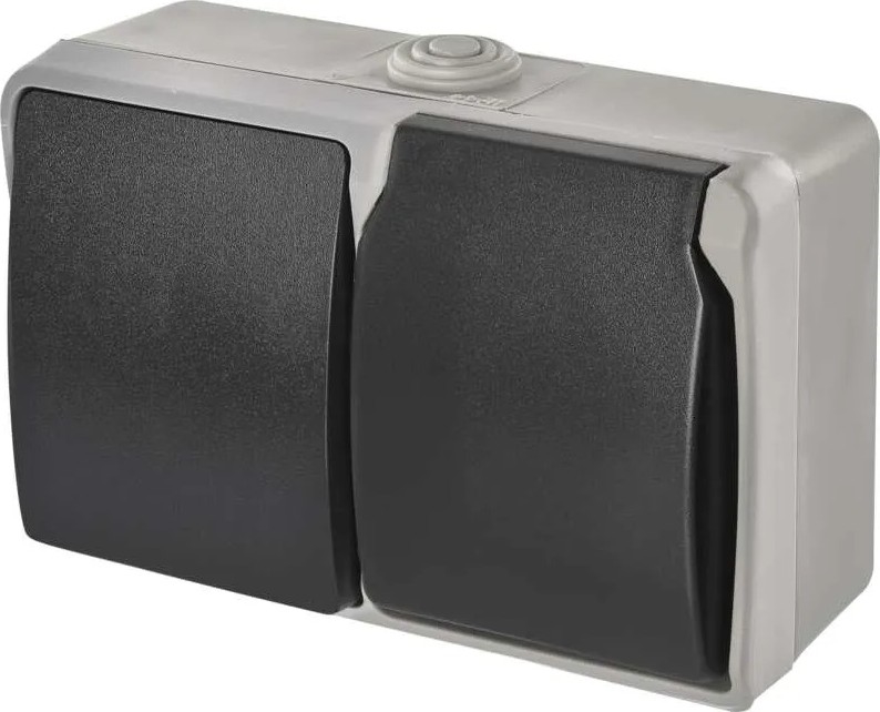 Spínač domovní střídavý č. 6 se zásuvkou 250V/16A IP44 šedá