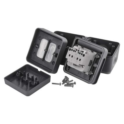 Spínač domovní střídavý se zásuvkou 250V/16A IP55