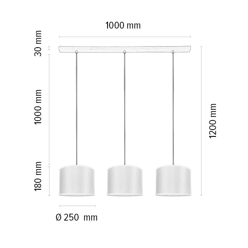 Lustr na lanku BENITA 3xE27/40W/230V krémová/dub – FSC certifikováno