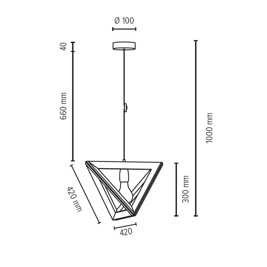 Lustr na lanku TRIGONON 1xE27/60W/230V matný dub – FSC certifikováno