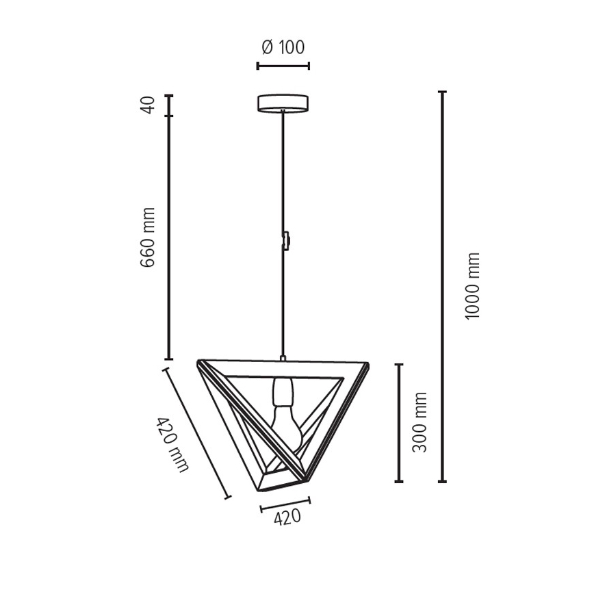 Lustr na lanku TRIGONON 1xE27/60W/230V buk – FSC certifikováno