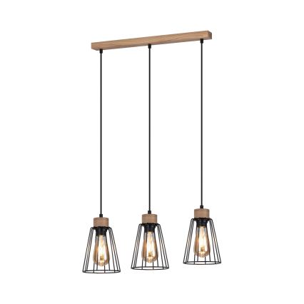 Spot-Light - Lustr na lanku ORAZIO 3xE27/60W/230V dub