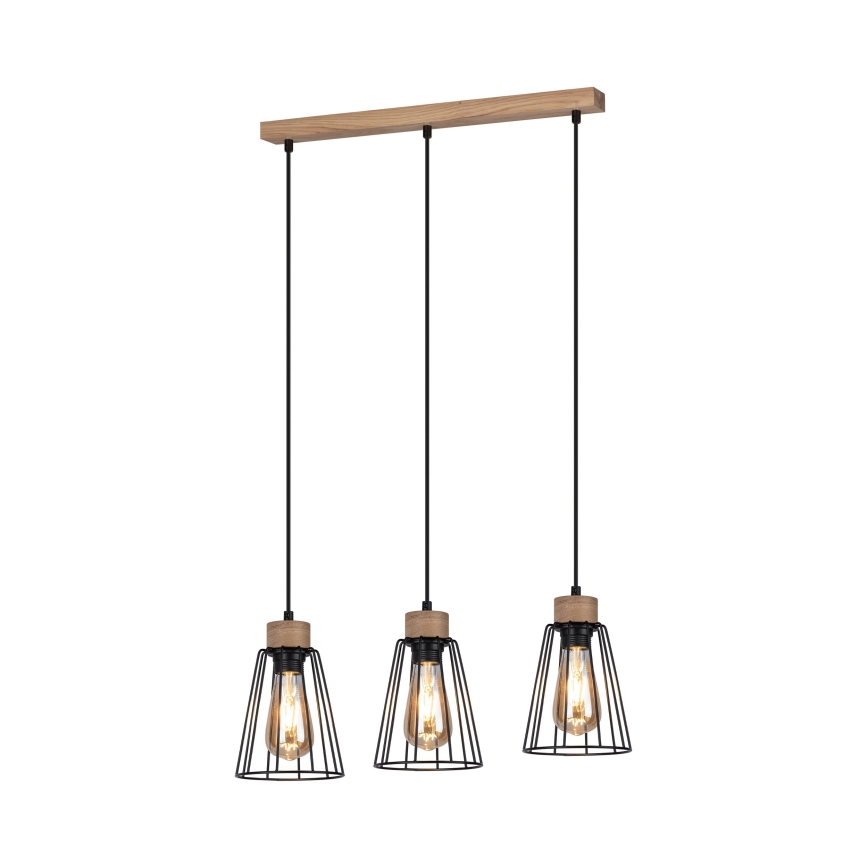 Spot-Light - Lustr na lanku ORAZIO 3xE27/60W/230V dub