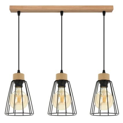 Spot-Light - Lustr na lanku ORAZIO 3xE27/60W/230V dub