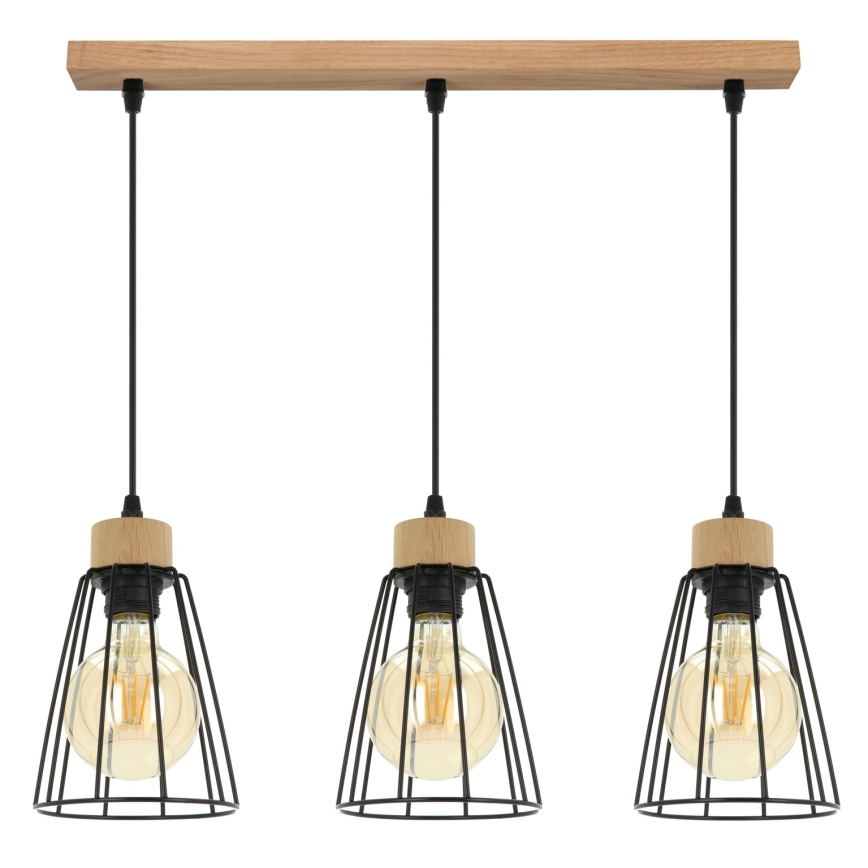 Spot-Light - Lustr na lanku ORAZIO 3xE27/60W/230V dub