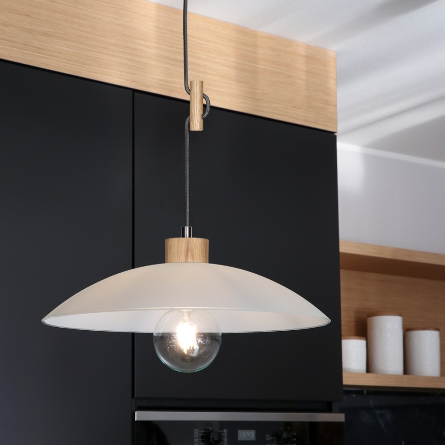 Lustr na lanku JONA 1xE27/60W/230V dub