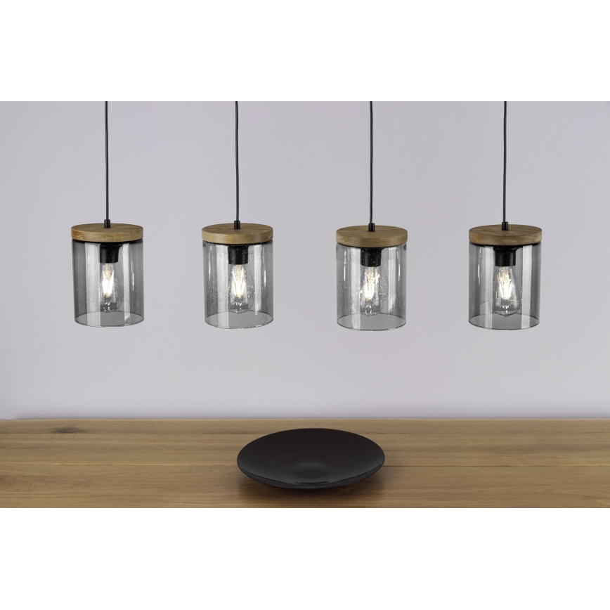 Lustr na lanku MONSUN 1xE27/60W/230V borovice – FSC certifikováno