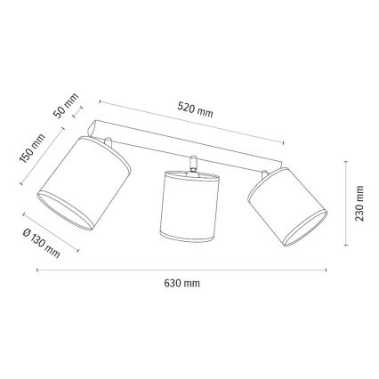 Bodové svítidlo BENITA 3xE27/25W/230V krémová/dub – FSC certifikováno